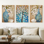 3 Panels Vase Tree - Full Drill Round Drill - 95x45cm