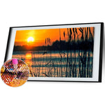 100x40cm Sunset Reed Marshes - Full Drill Round Drill - 100x40cm
