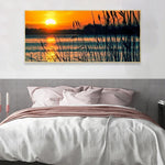 100x40cm Sunset Reed Marshes - Full Drill Round Drill - 100x40cm