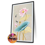 Fish Lotus - Full Drill Round Drill - 45x85cm