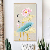 Fish Lotus - Full Drill Round Drill - 45x85cm
