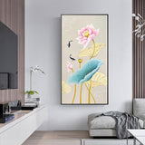 Fish Lotus - Full Drill Round Drill - 45x85cm