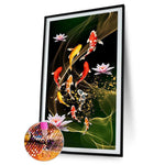 45x85cm Koi Fish Lotus - Full Drill Round Drill - 45x85cm