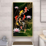 45x85cm Koi Fish Lotus - Full Drill Round Drill - 45x85cm