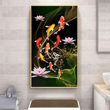 45x85cm Koi Fish Lotus - Full Drill Round Drill - 45x85cm