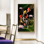 45x85cm Koi Fish Lotus - Full Drill Round Drill - 45x85cm