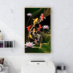 45x85cm Koi Fish Lotus - Full Drill Round Drill - 45x85cm