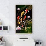 45x85cm Koi Fish Lotus - Full Drill Round Drill - 45x85cm