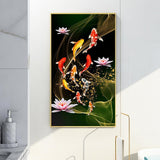 45x85cm Koi Fish Lotus - Full Drill Round Drill - 45x85cm