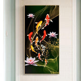 45x85cm Koi Fish Lotus - Full Drill Round Drill - 45x85cm