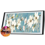 80x30cm White Plum Blossom - Full Drill Round Drill - 80x30cm