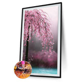 45x85cm Pink Flower Tree - Full Drill Round Drill - 45x85cm