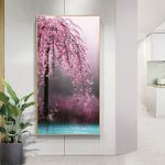 45x85cm Pink Flower Tree - Full Drill Round Drill - 45x85cm