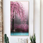 45x85cm Pink Flower Tree - Full Drill Round Drill - 45x85cm