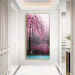 45x85cm Pink Flower Tree - Full Drill Round Drill - 45x85cm