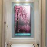45x85cm Pink Flower Tree - Full Drill Round Drill - 45x85cm