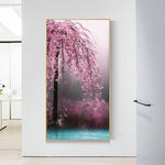45x85cm Pink Flower Tree - Full Drill Round Drill - 45x85cm