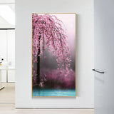 45x85cm Pink Flower Tree - Full Drill Round Drill - 45x85cm