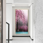 45x85cm Pink Flower Tree - Full Drill Round Drill - 45x85cm