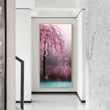 45x85cm Pink Flower Tree - Full Drill Round Drill - 45x85cm