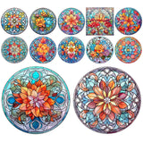 Stained Glass Flower-Full Round Diamond Painting-30x30cm
