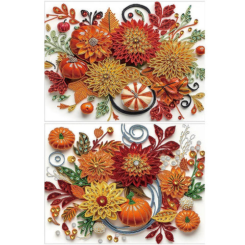 Autumn Pumpkin Quill Paper Painting-Partial Special Diamond Painting-40x30cm