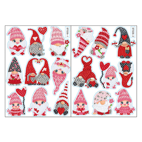 2pcs/set-Valentine Gnome-Diamond Sticker
