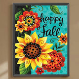 Sunflower Calligraphy And Painting-Full Round Diamond Painting-30x40cm