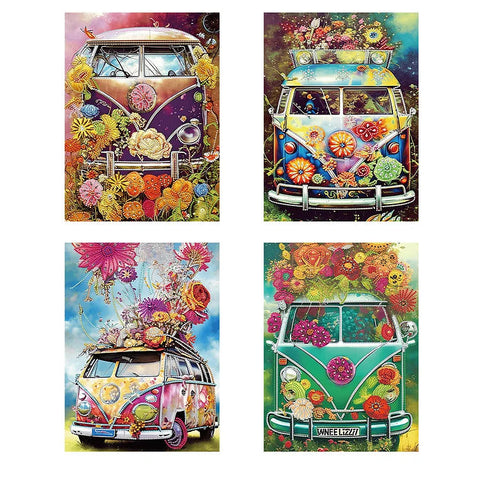 Flower Car-Partial Special Diamond Painting-30x40cm