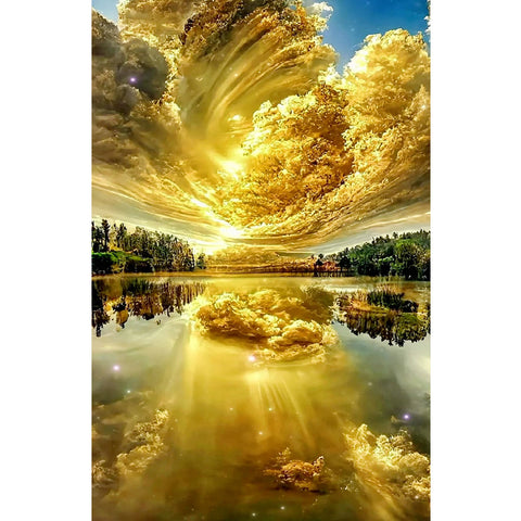 Golden Cloud Water Sky-Full Drill Diamond Painting 40x70cm-s
