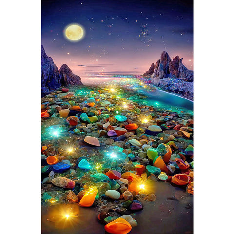 Moon Glowing Colored Stone-Full Drill Diamond Painting 40x70cm