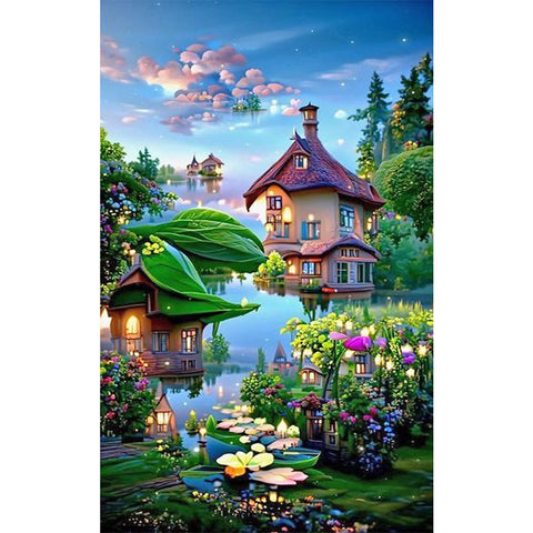 Lake Island House-Full Drill Diamond Painting