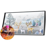 Relief Elk-Full Round Diamond Painting-80x40cm-Large Size