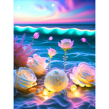 Seaside Crystal Rose-Full Round Drill Diamond Painting-30x40cm