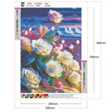 Seaside Crystal Rose-Full Round Drill Diamond Painting-30x40cm
