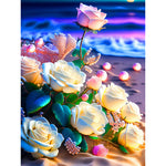 Seaside Crystal Rose-Full Round Drill Diamond Painting-30x40cm