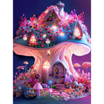 Dream Mushroom House-Full Round Drill Diamond Painting-30x40cm