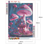Dream Mushroom House-Full Round Drill Diamond Painting-30x40cm
