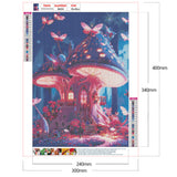 Dream Mushroom House-Full Round Drill Diamond Painting-30x40cm