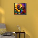 Sunflowers Hummingbird-Full Round Diamond Painting-30x30cm