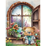 Cartoon Bear-Full Round Diamond Painting-30x40cm