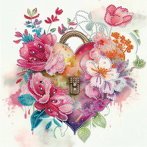 Flower Love Lock-Partial Special Diamond Painting-30x30cm