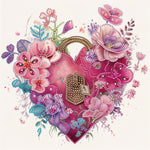 Flower Love Lock-Partial Special Diamond Painting-30x30cm