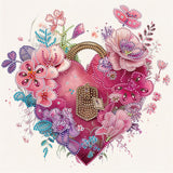 Flower Love Lock-Partial Special Diamond Painting-30x30cm