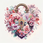 Flower Love Lock-Partial Special Diamond Painting-30x30cm