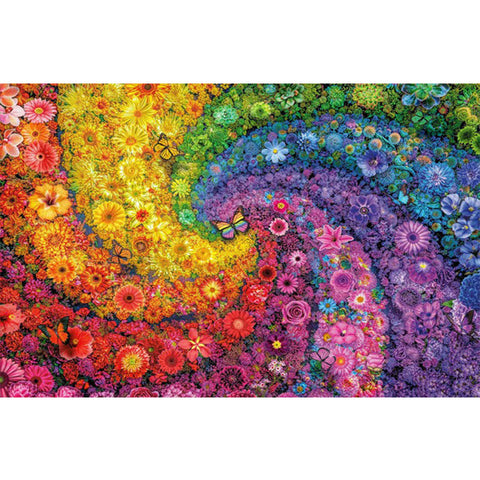 Rainbow Flowers Butterfly Swirl-Full Round Diamond Painting-70x50cm-Large Size