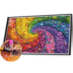 Rainbow Flowers Butterfly Swirl-Full Round Diamond Painting-70x50cm-Large Size