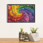 Rainbow Flowers Butterfly Swirl-Full Round Diamond Painting-70x50cm-Large Size