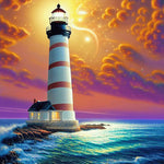 Crossing The Sea Lighthouse-Full Round Diamond Painting-30x30cm