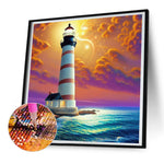 Crossing The Sea Lighthouse-Full Round Diamond Painting-30x30cm